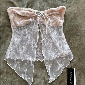 Tiger Mist Cream and White Lace Bandeau